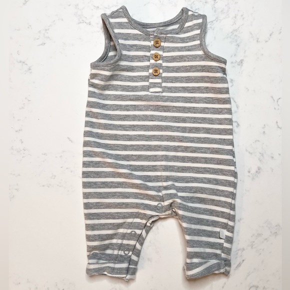 Little Planet by Carter’s Organic Cotton Terry Jumpsuit, Grey Stripes, 3 months - Picture 1 of 3